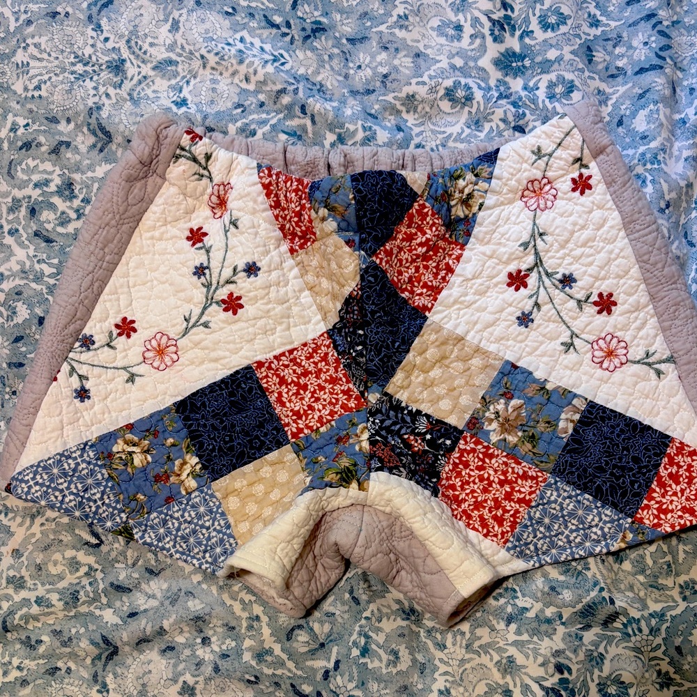 Handmade one-of-a-kind quilt shorts, size small /medium